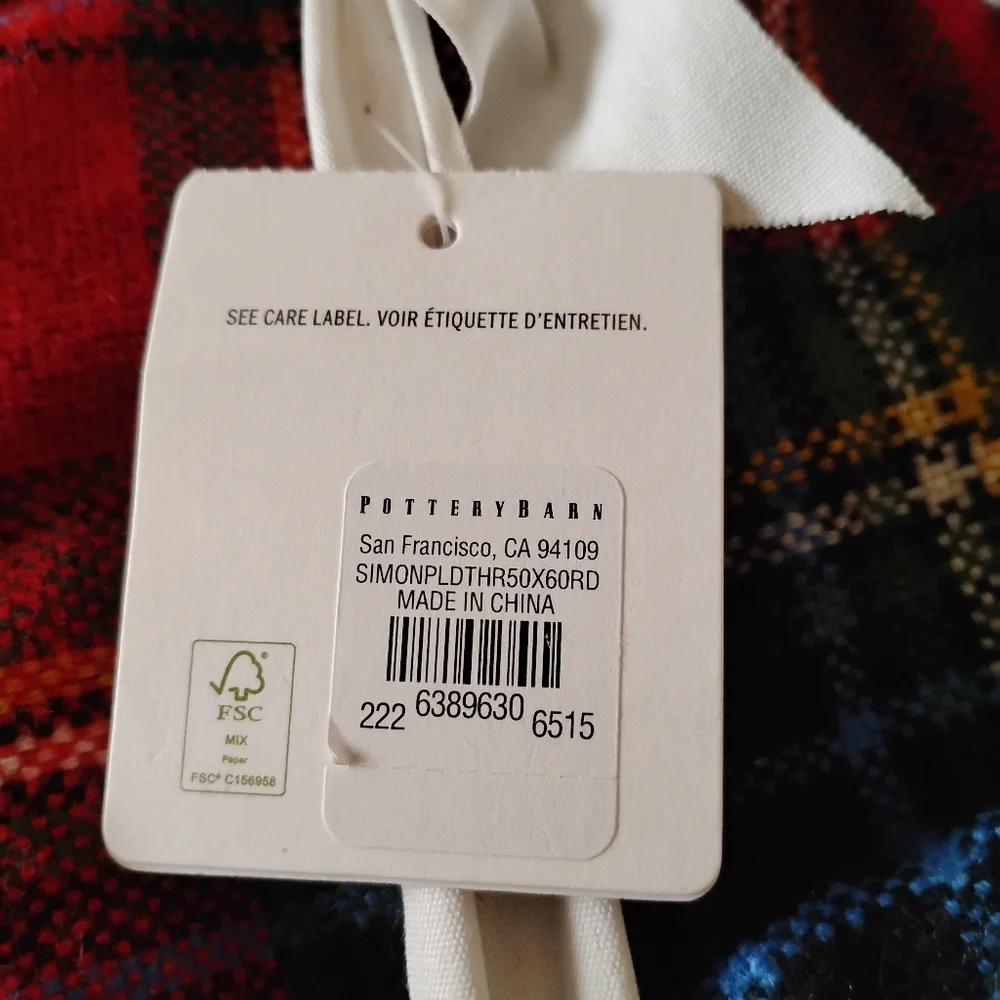 🆕 Pottery Barn Winter Simon Plaid Sherpa Throw Blanket, Red Multi, 50x60” NWT